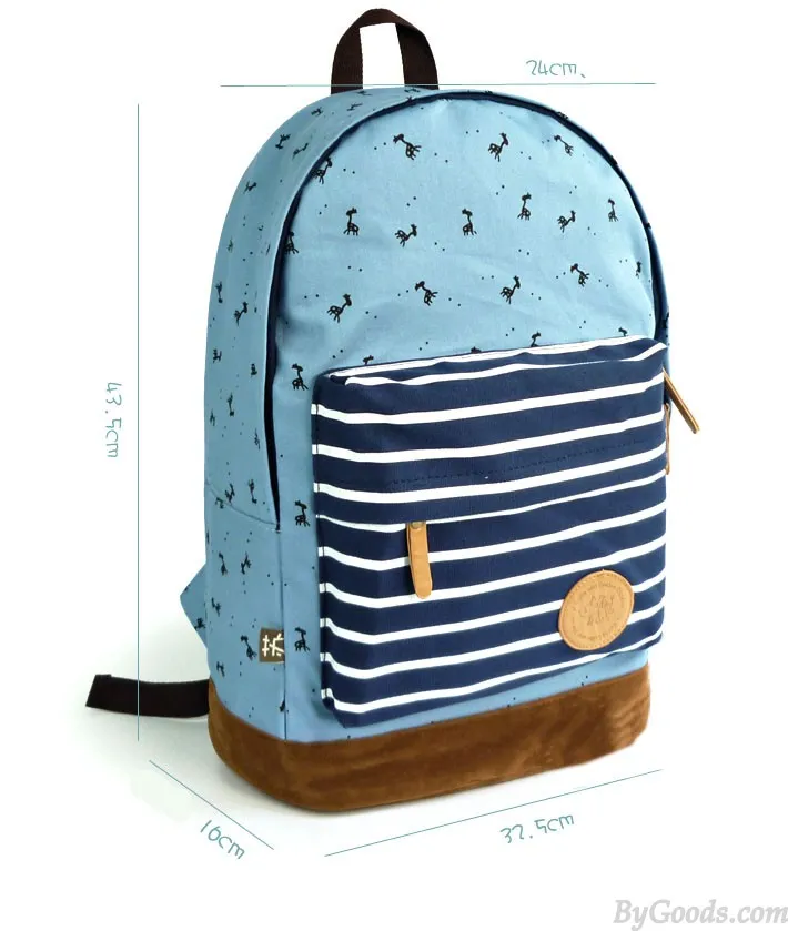 Fresh Deer Strip Print Canvas Backpack