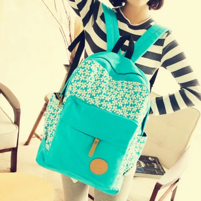 Fresh Floral Printed Canvas Backpack