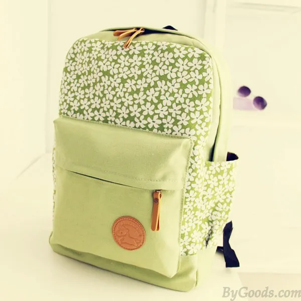 Fresh Floral Printed Canvas Backpack