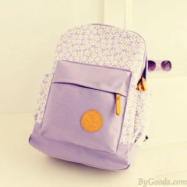 Fresh Floral Printed Canvas Backpack