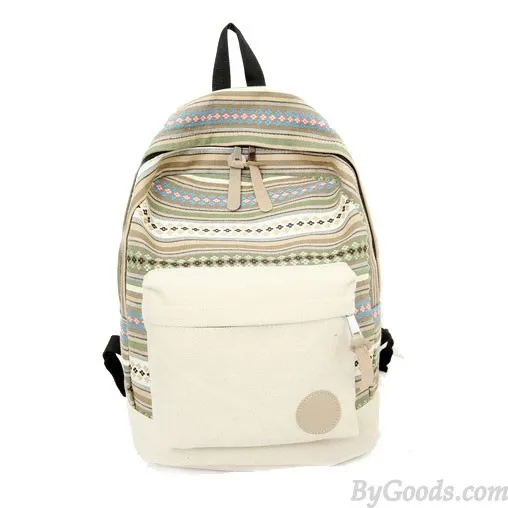 Fresh Folk Geometry Striped College Backpack