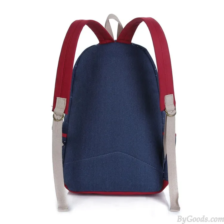 Fresh French Mustache Polka Dot Canvas Backpack