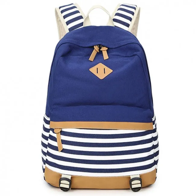 Fresh Splice Striped Trunk Travel Rucksack School Canvas Backpack