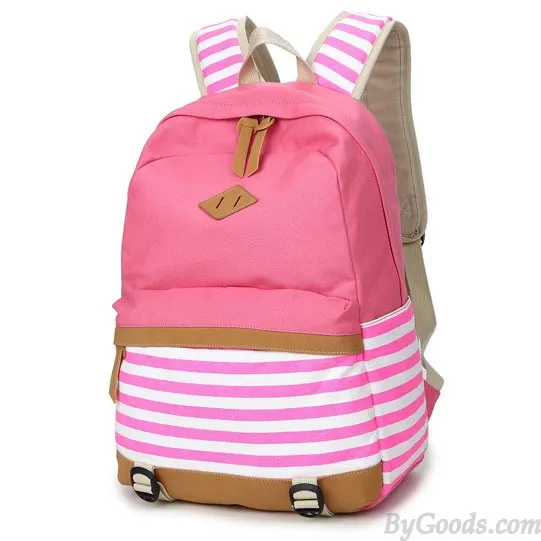 Fresh Splice Striped Trunk Travel Rucksack School Canvas Backpack