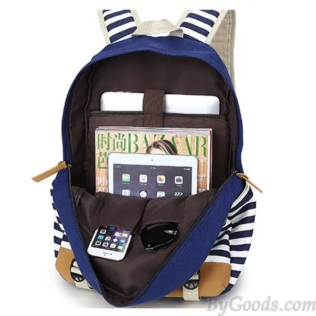 Fresh Splice Striped Trunk Travel Rucksack School Canvas Backpack