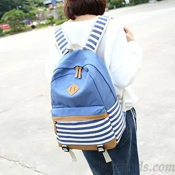 Fresh Splice Striped Trunk Travel Rucksack School Canvas Backpack