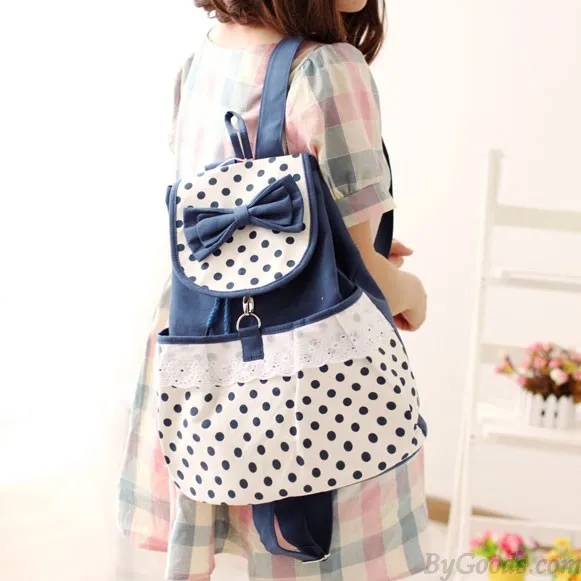 Fresh Sweet  Dot Lace Bow Backpack