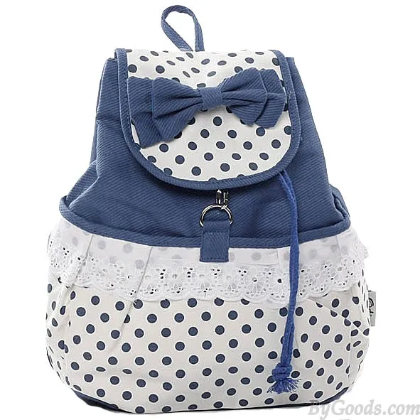 Fresh Sweet  Dot Lace Bow Backpack