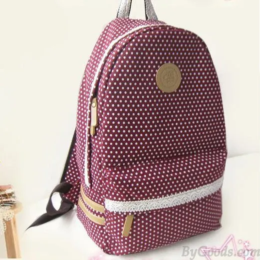 Fresh Sweet Lace Dot Print Backpack
