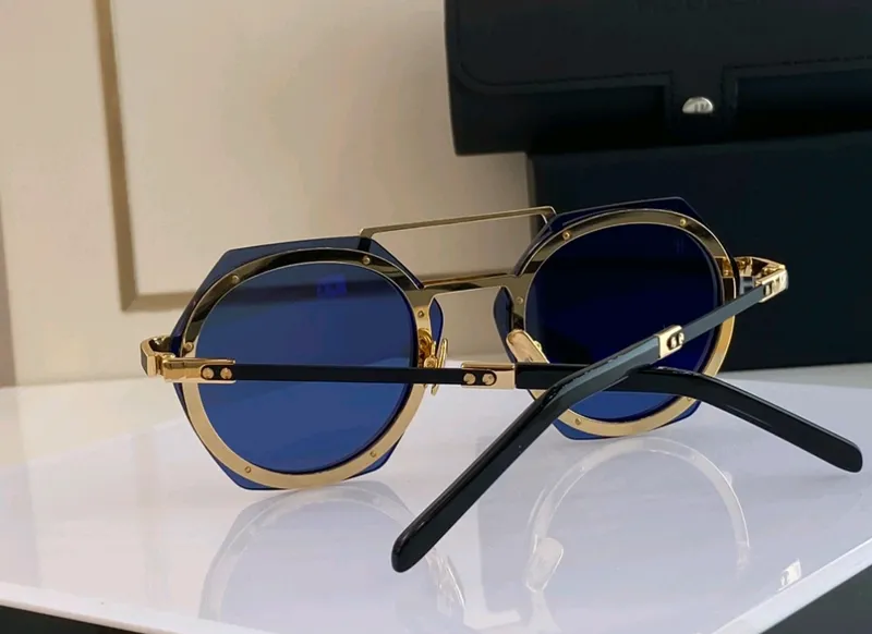 Gafas de sol hexágono de oro/azul para hombres gafas piloto hombres geométricos deportes sun tonos uv400 gafas verano