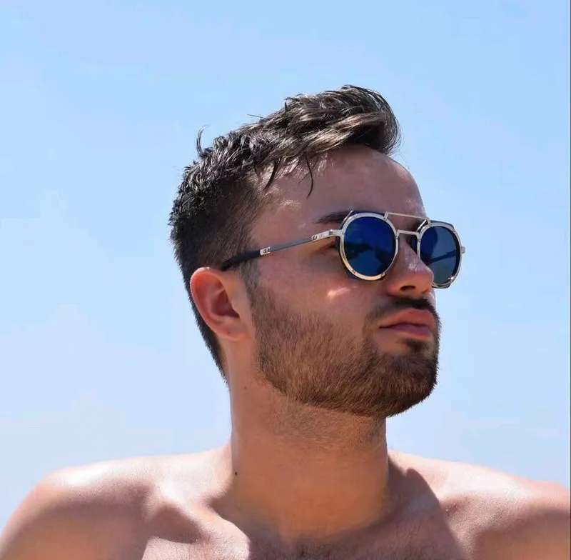 Gafas de sol hexágono de oro/azul para hombres gafas piloto hombres geométricos deportes sun tonos uv400 gafas verano