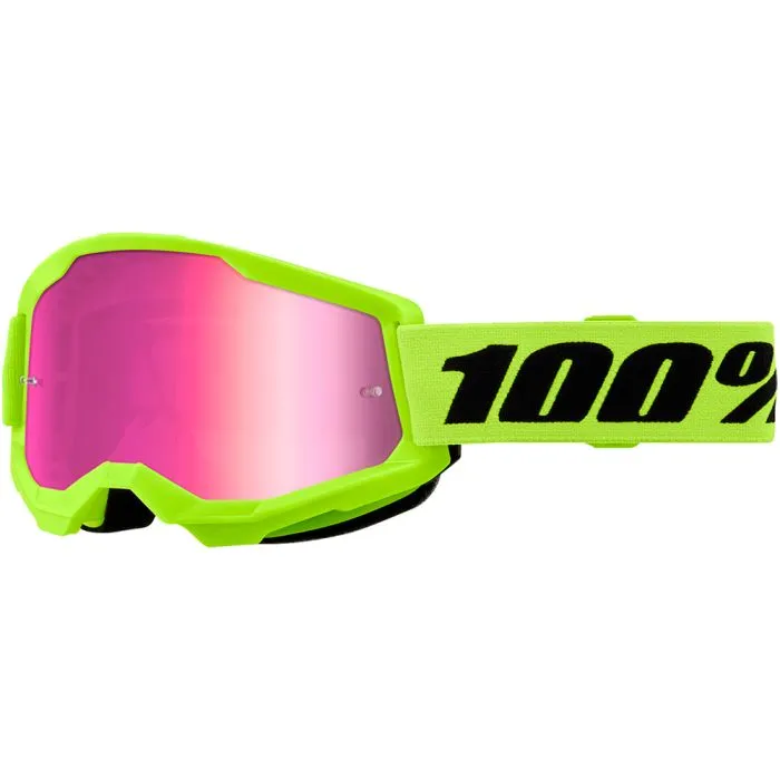 GOGGLES 100% STRATA 2 AMARILLO NEON LENTE ROSA ESPEJO