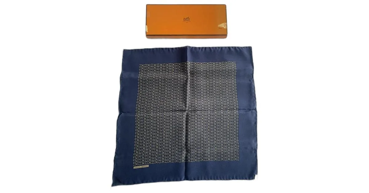 Hermès Pañuelos de hombre Dorado Azul marino 