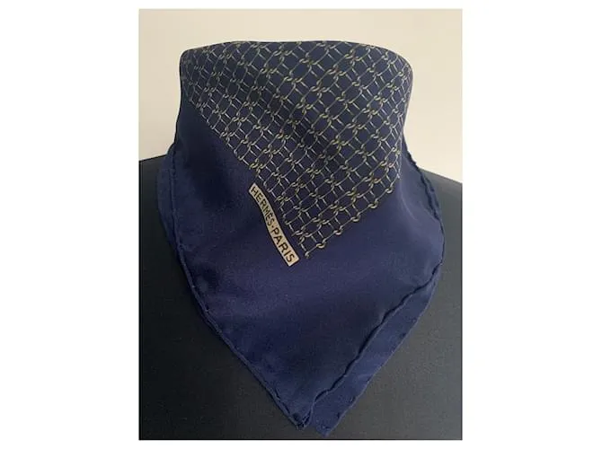 Hermès Pañuelos de hombre Dorado Azul marino 