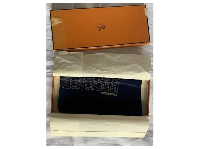 Hermès Pañuelos de hombre Dorado Azul marino 