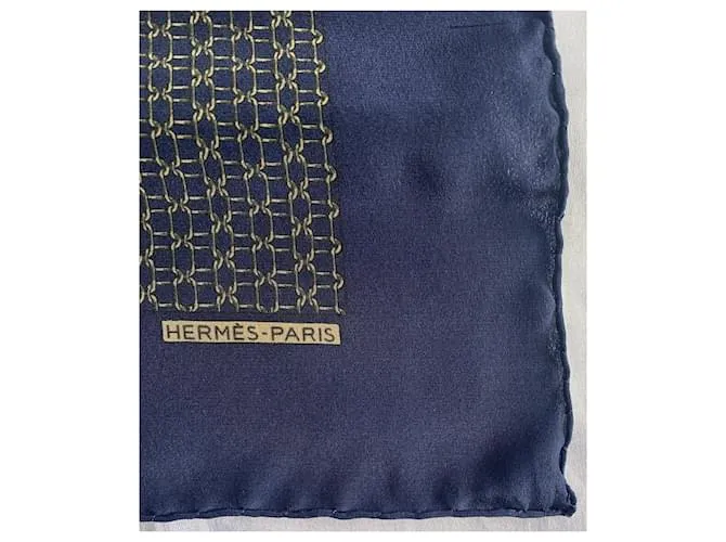 Hermès Pañuelos de hombre Dorado Azul marino 