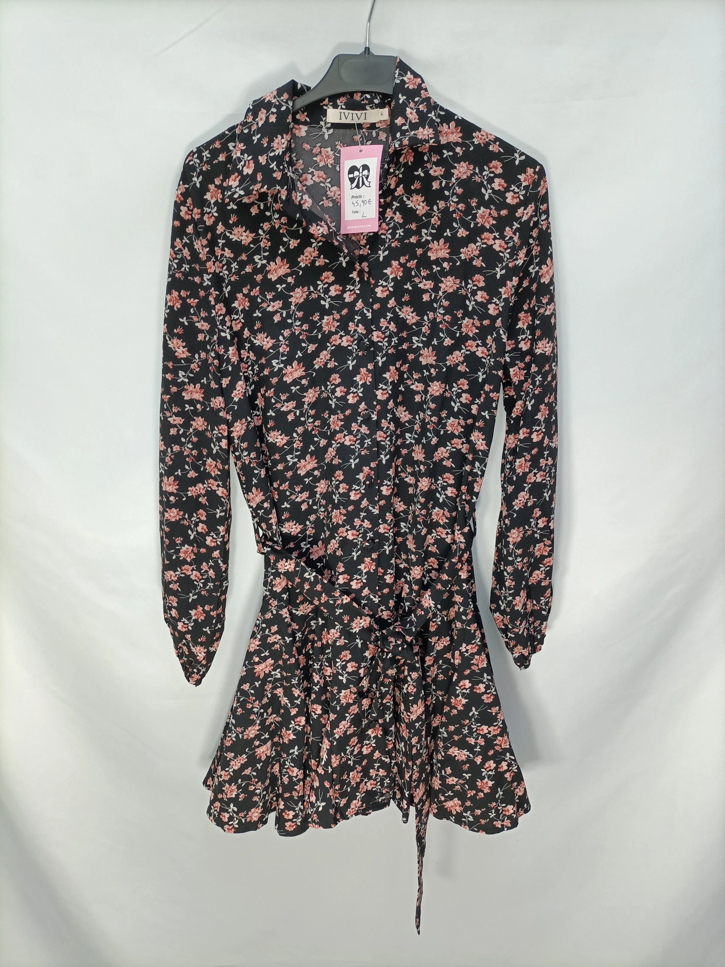 IVIVI. Vestido corto flores T.l