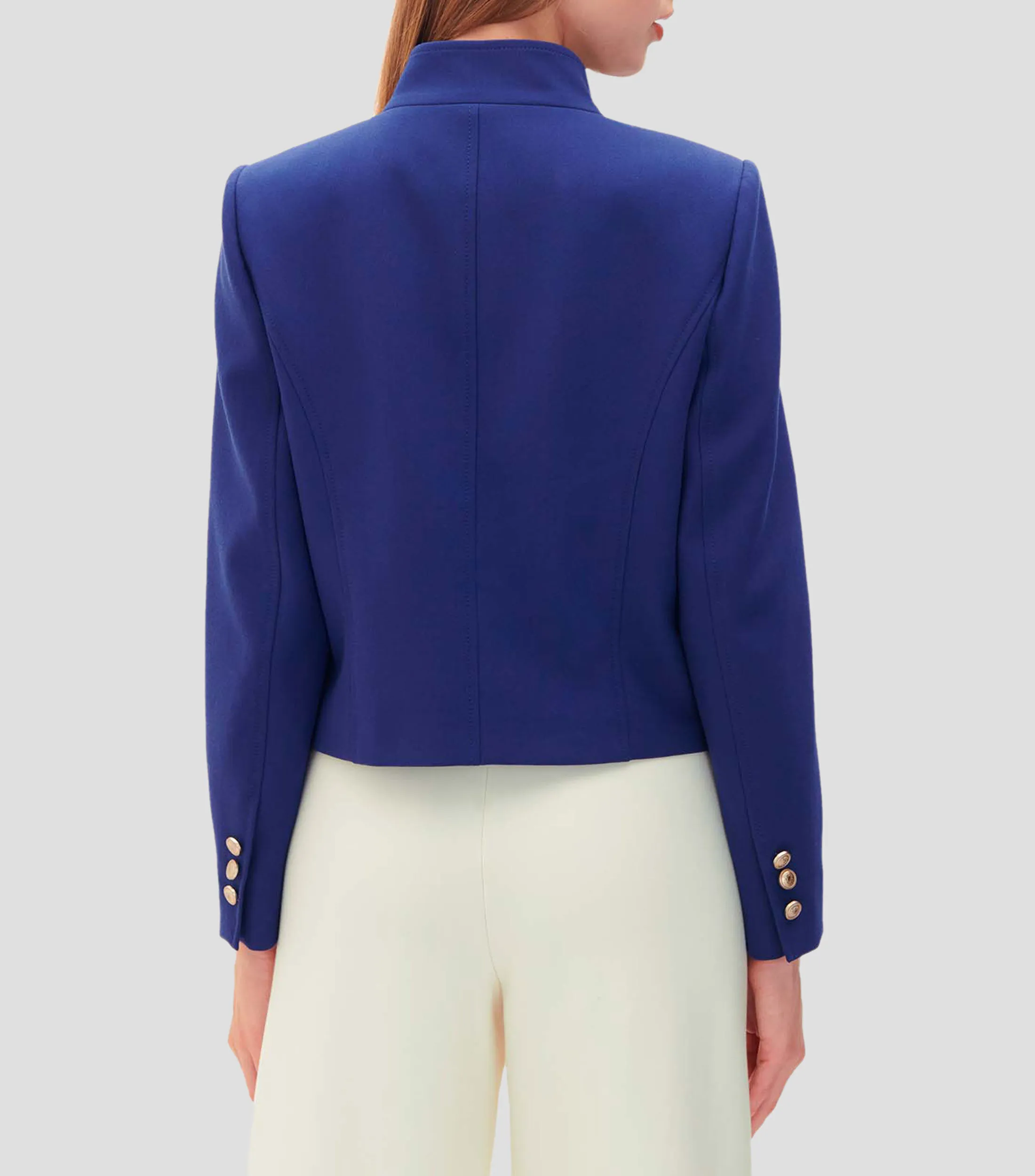 Julio Saco Corto Azul Marino Estilo Militar Mujer