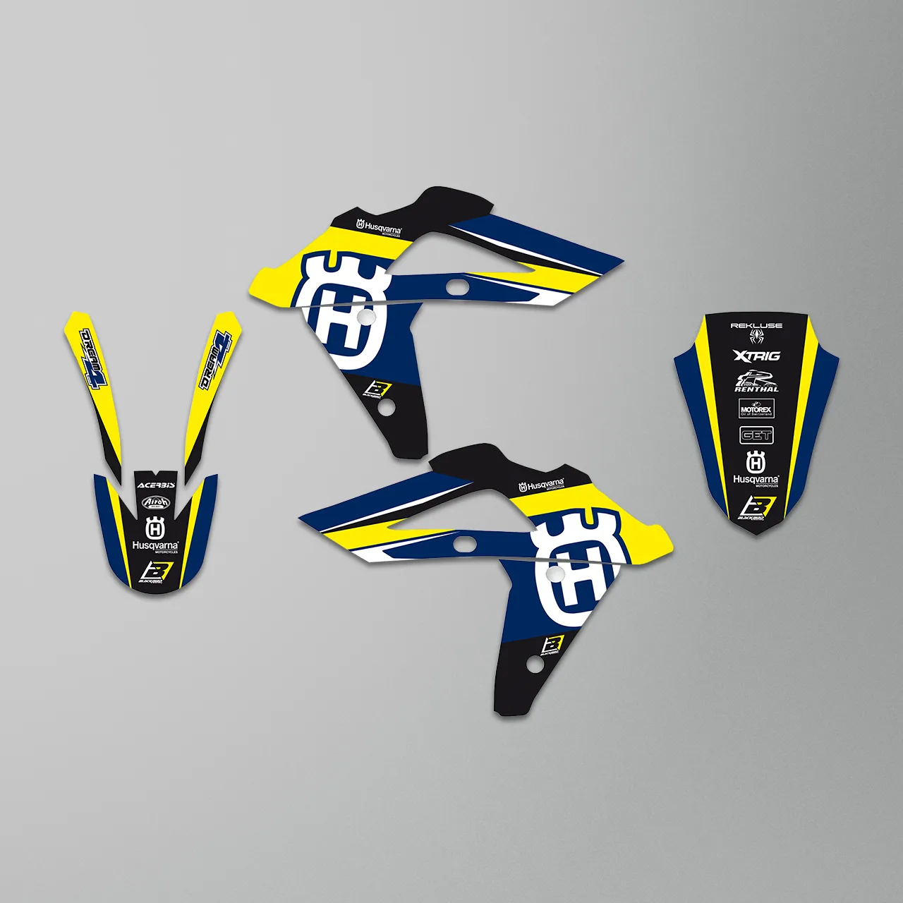 KIT COMPLETO DE ADHESIVOS + FUNDA DE ASIENTO BLACKBIRD DREAM 4 BLANCOAMARILLOAZUL