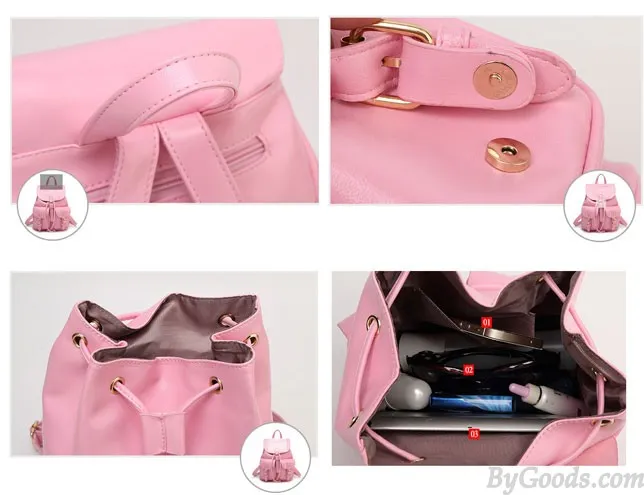 Leisure Pink  Beam Port Dual Gril's Rucksack Front Pockets College Backpack