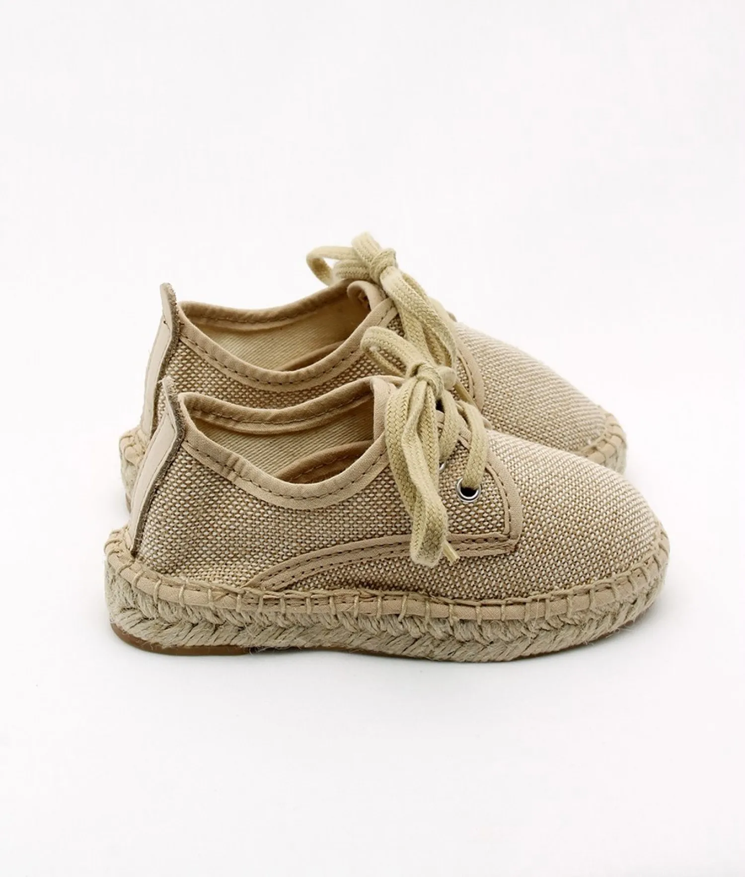 LINEN LINEN LACEUP ESPADRILLE FOR CHILDREN.