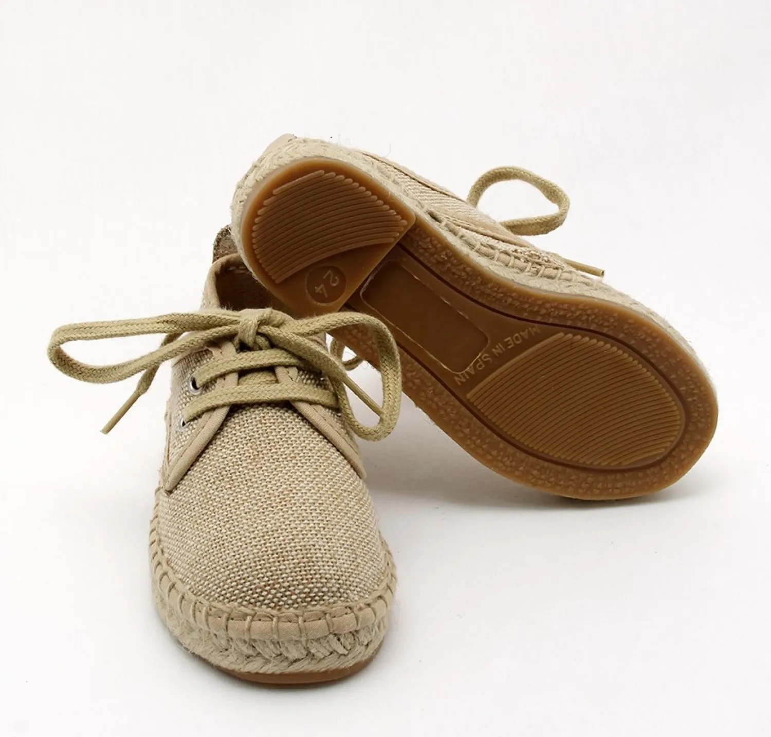 LINEN LINEN LACEUP ESPADRILLE FOR CHILDREN.