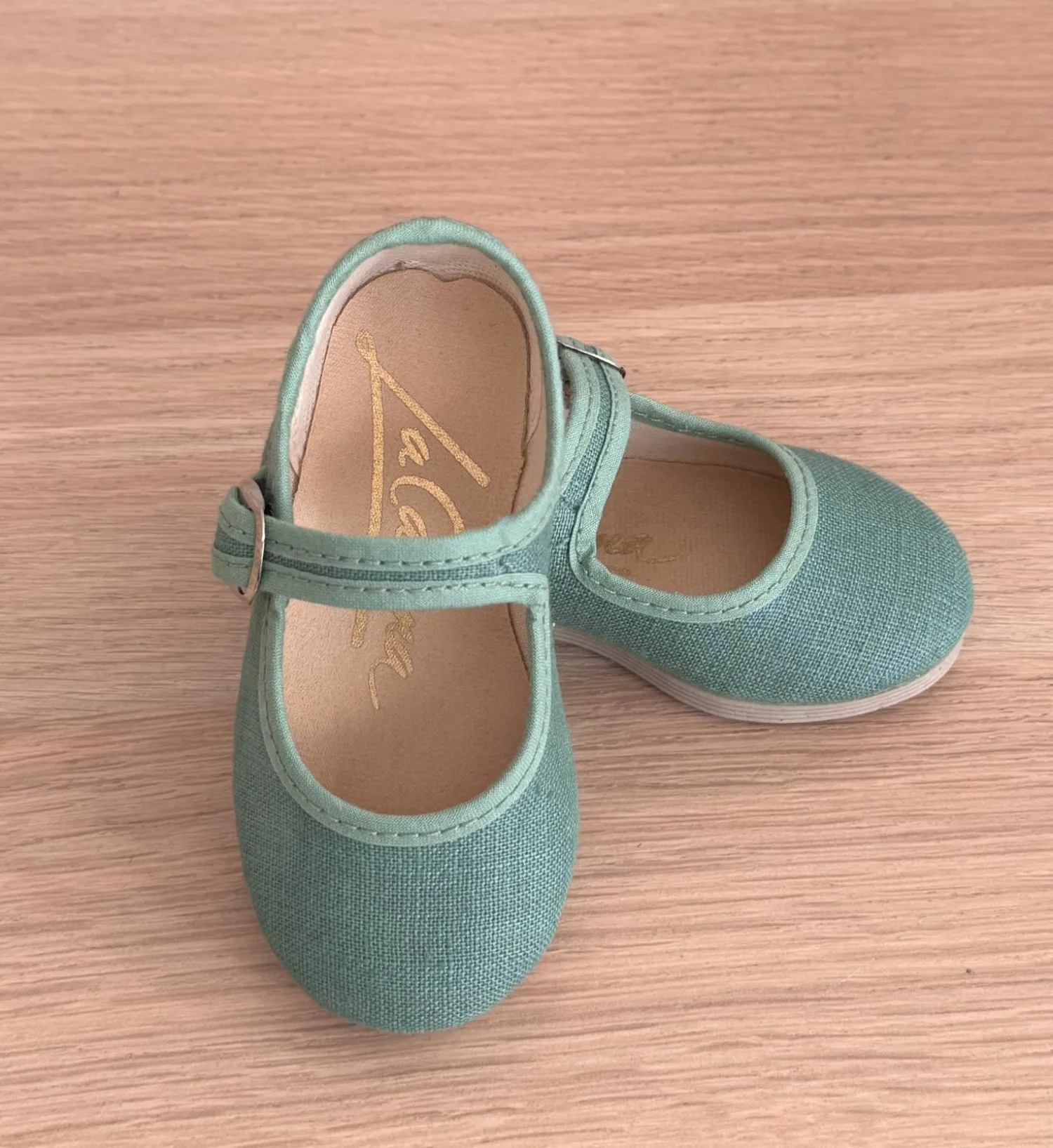 Linen Mary Janes in various colors.