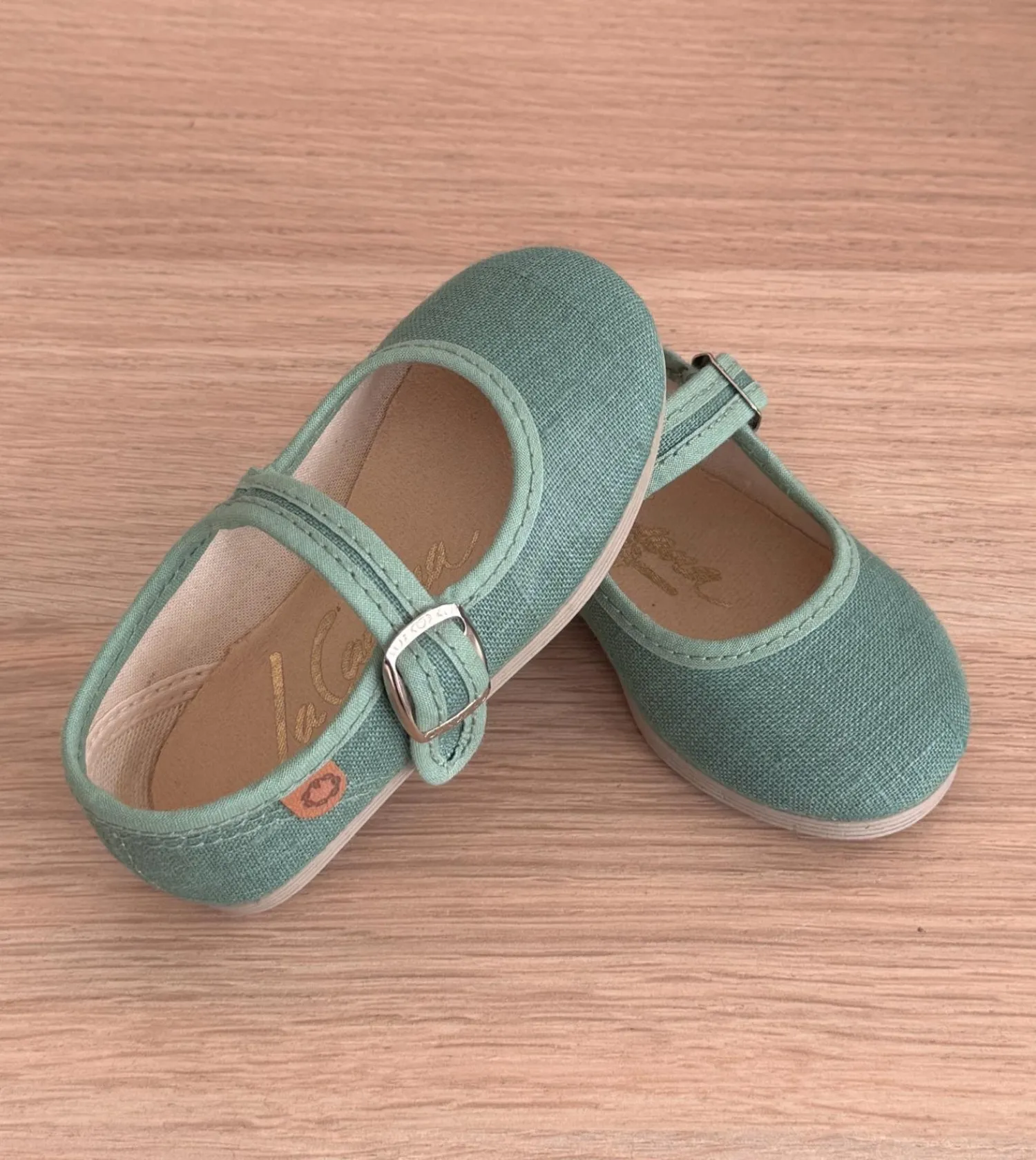 Linen Mary Janes in various colors.