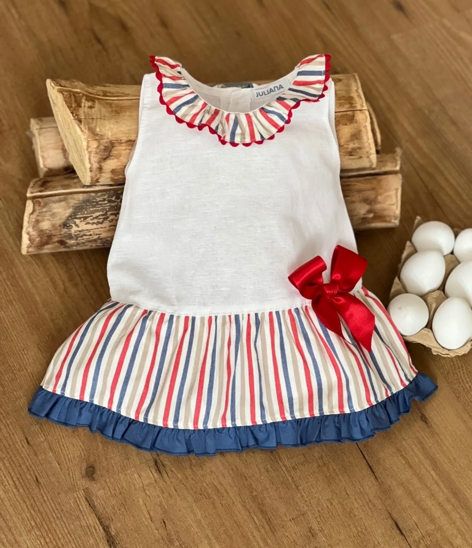 LOWWAISTED LINEN SAILOR DRESS