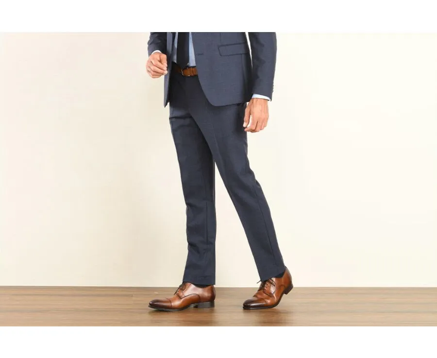 MEN'S DARK BLUE MELANGE SUIT TROUSERS  LAZARE