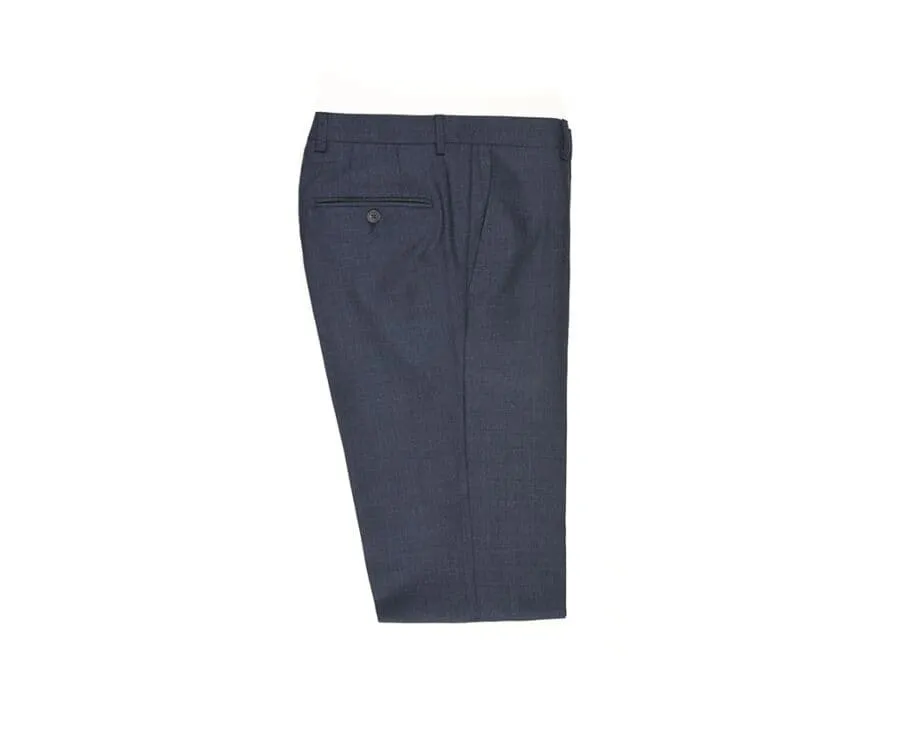 MEN'S DARK BLUE MELANGE SUIT TROUSERS  LAZARE