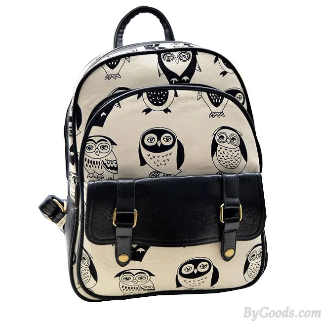 Mini Leisure Cartoon Owl College Backpack