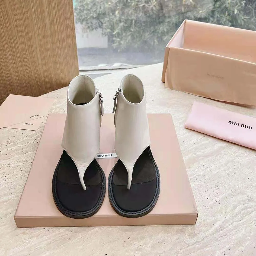 MIU MIU BOTINES DE CUERO MUJERBLANCO