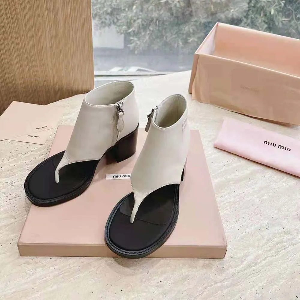 MIU MIU BOTINES DE CUERO MUJERBLANCO