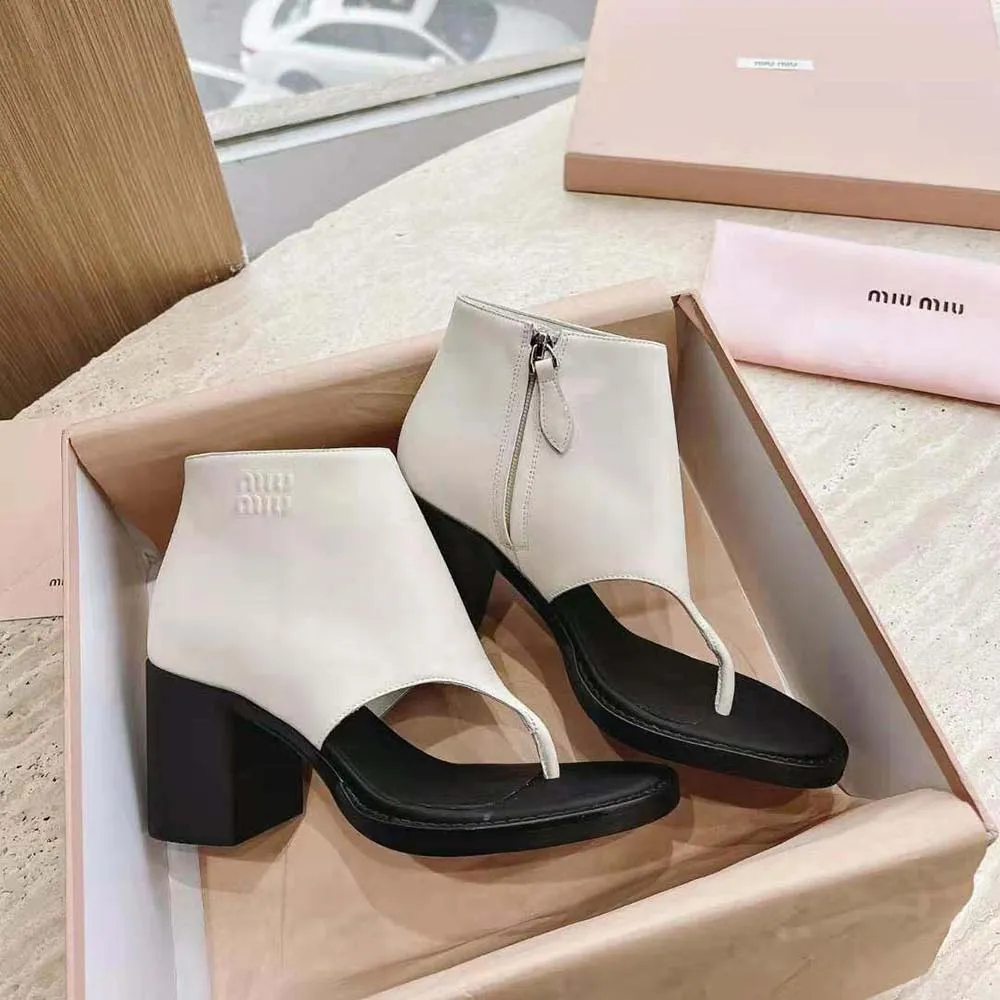 MIU MIU BOTINES DE CUERO MUJERBLANCO