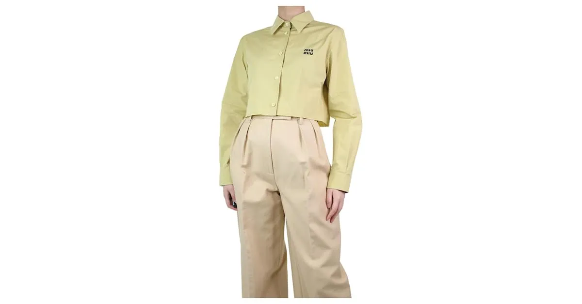 MIU MIU CAMISA CORTA AMARILLA DESGASTADA  TALLA UK 6 AMARILLO 