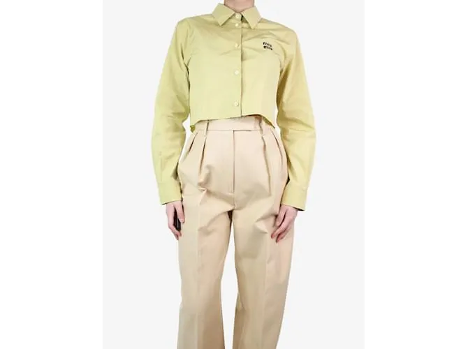 MIU MIU CAMISA CORTA AMARILLA DESGASTADA  TALLA UK 6 AMARILLO 
