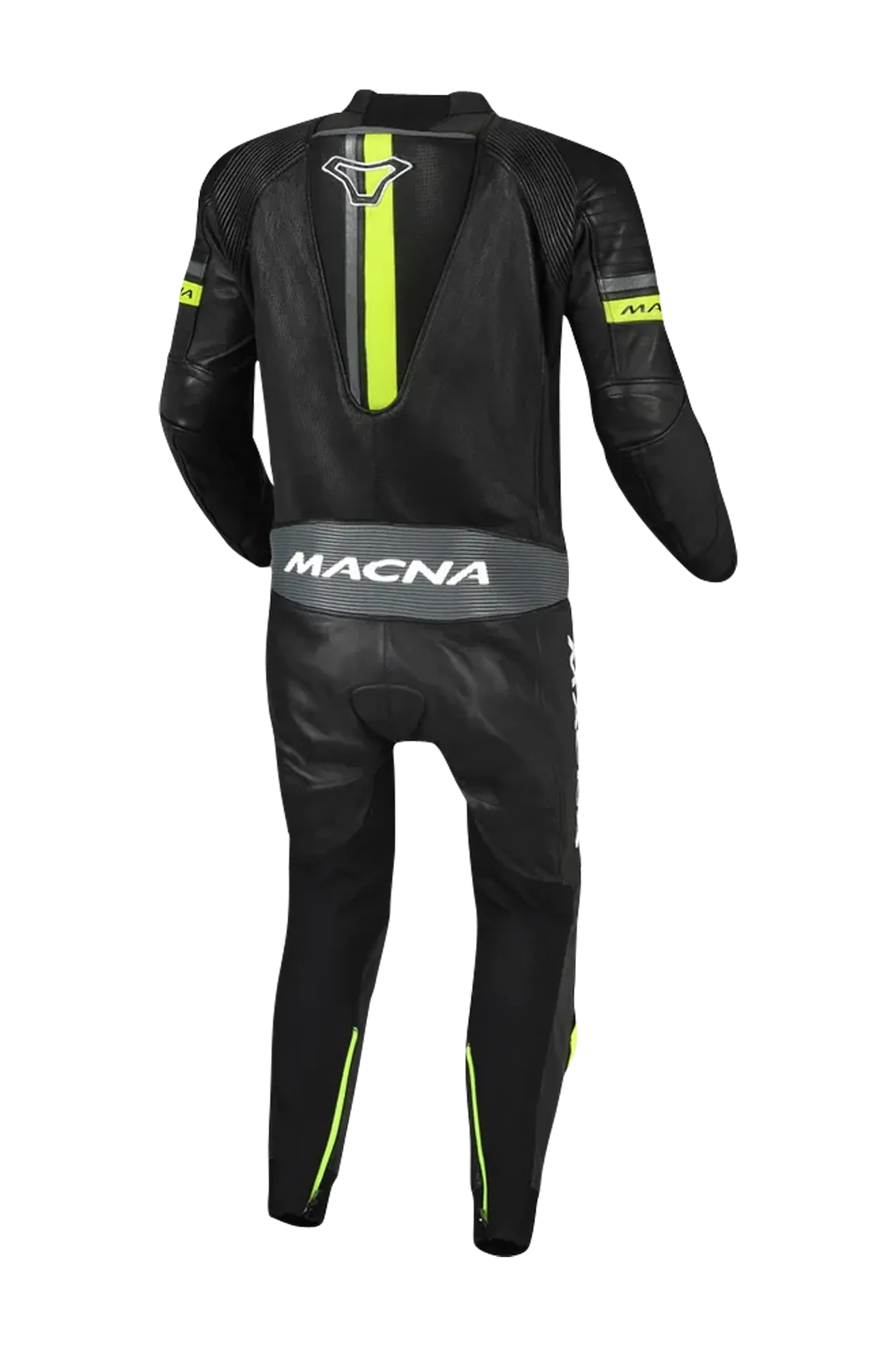 MONO DE CUERO DE MOTO MACNA DIABRO NEGROAMARILLO FLUO