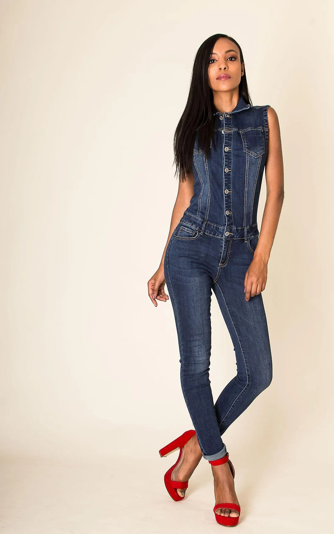 Mono vaquero para mujer Skinny Pantsuit One Piece Used Stretch
