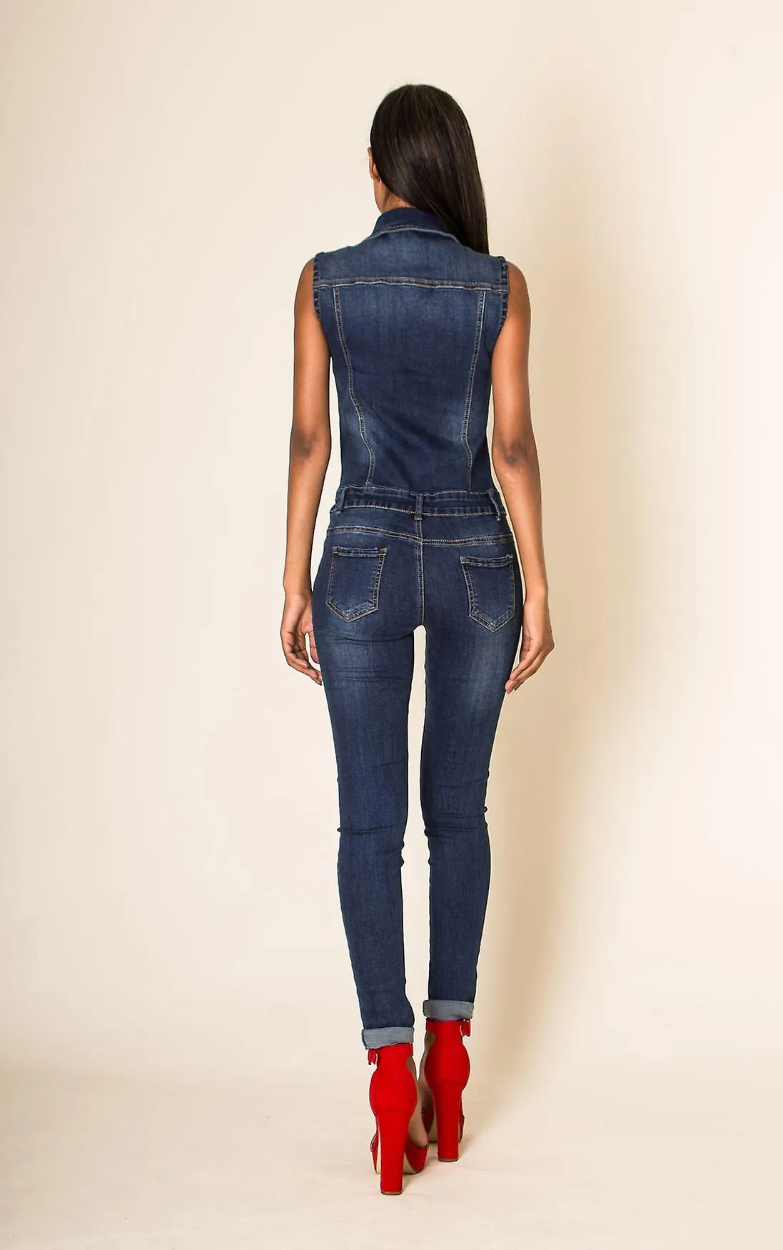 Mono vaquero para mujer Skinny Pantsuit One Piece Used Stretch