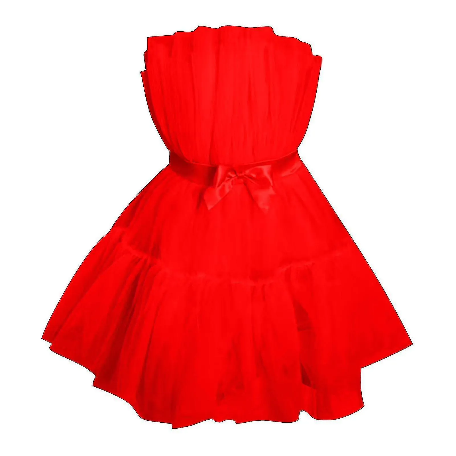 Mujer Tul Vestido Sin Mangas Vestido Corto Solid Mesh Princesa Steapless Fiesta Dress_y