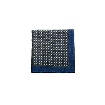 Navy & Khaki Linen Pocket Square