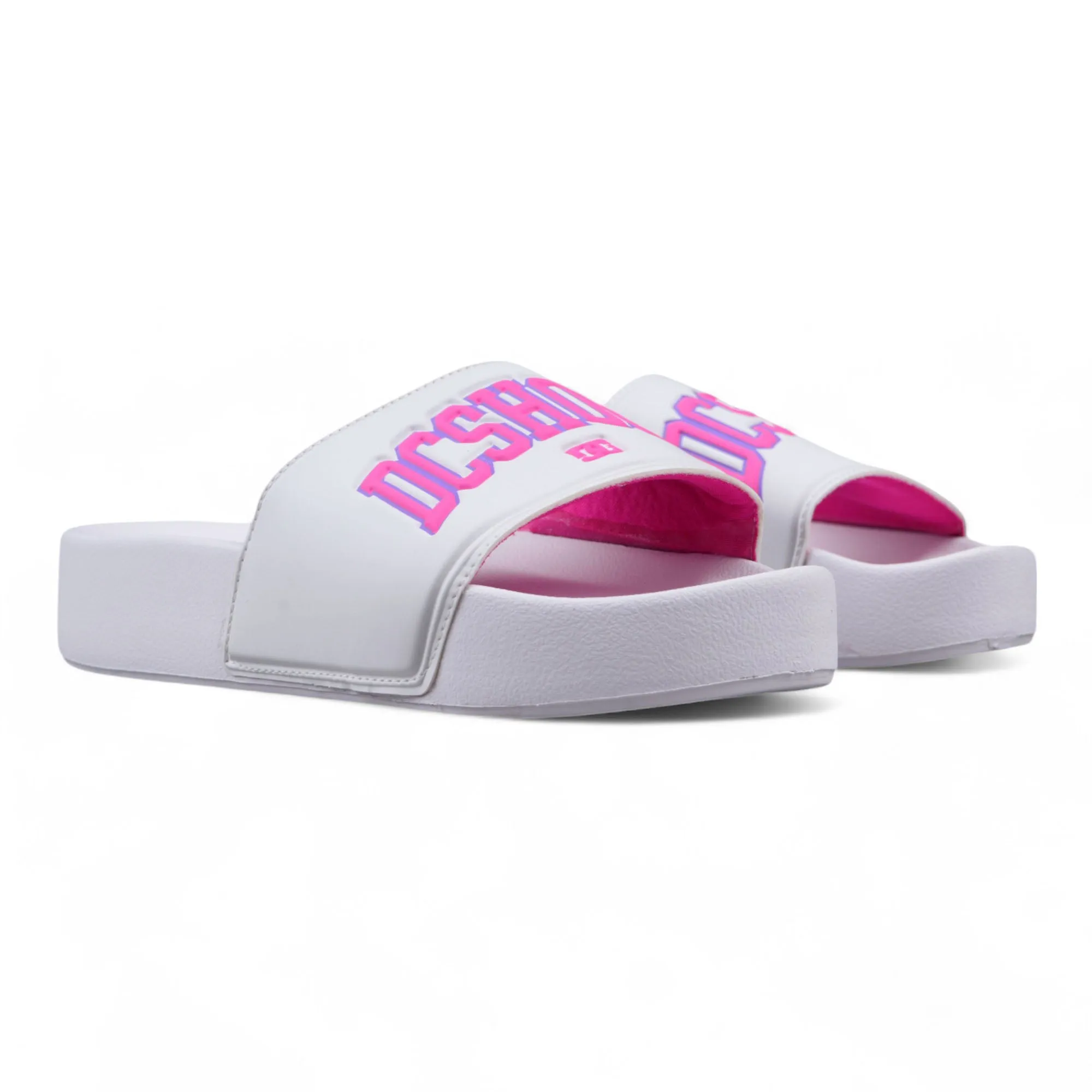Ojota Dc Slide Platform Mujer Blanco Rosa