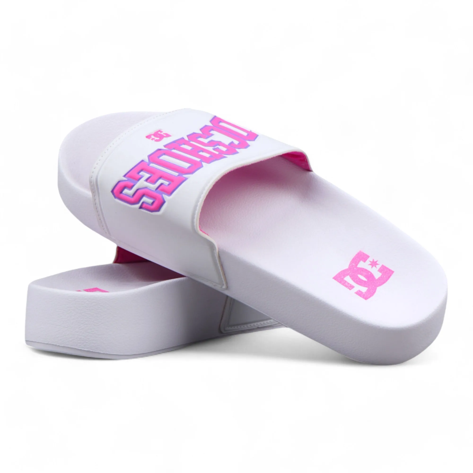 Ojota Dc Slide Platform Mujer Blanco Rosa