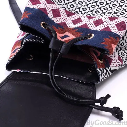 Original Leisure Totem Geometry Rucksack Irregular Printing Small Canvas Backpack