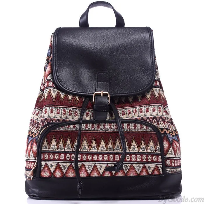 Original Leisure Totem Geometry Rucksack Irregular Printing Small Canvas Backpack