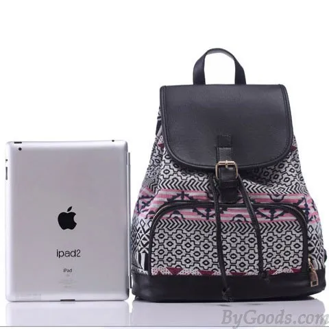 Original Leisure Totem Geometry Rucksack Irregular Printing Small Canvas Backpack