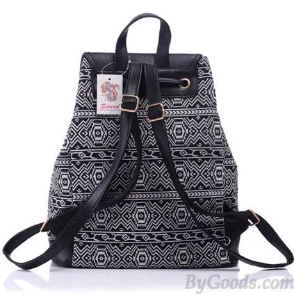 Original Leisure Totem Geometry Rucksack Irregular Printing Small Canvas Backpack