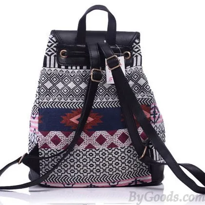 Original Leisure Totem Geometry Rucksack Irregular Printing Small Canvas Backpack
