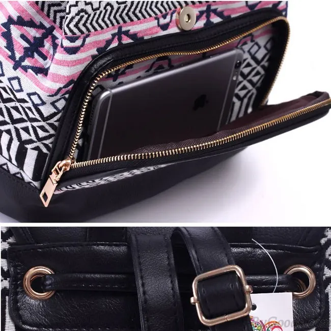 Original Leisure Totem Geometry Rucksack Irregular Printing Small Canvas Backpack